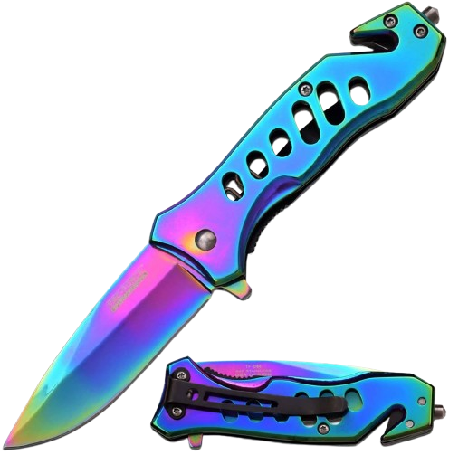Folding Pocket Knife – Rainbow TiNite Coated Stainless Steel