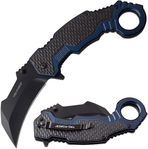 Folding Knife – Black Stainless Steel Hawkbill Blade